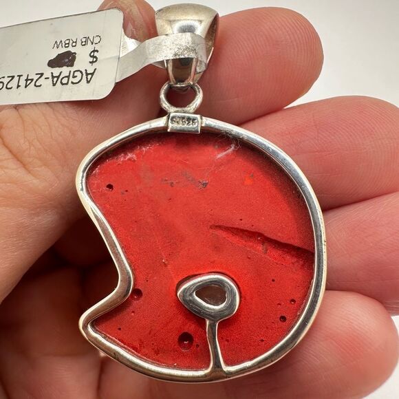 NWT Unique Cinnabar carved fish and moonstone accent, 925 pendant! - Picture 5 of 7